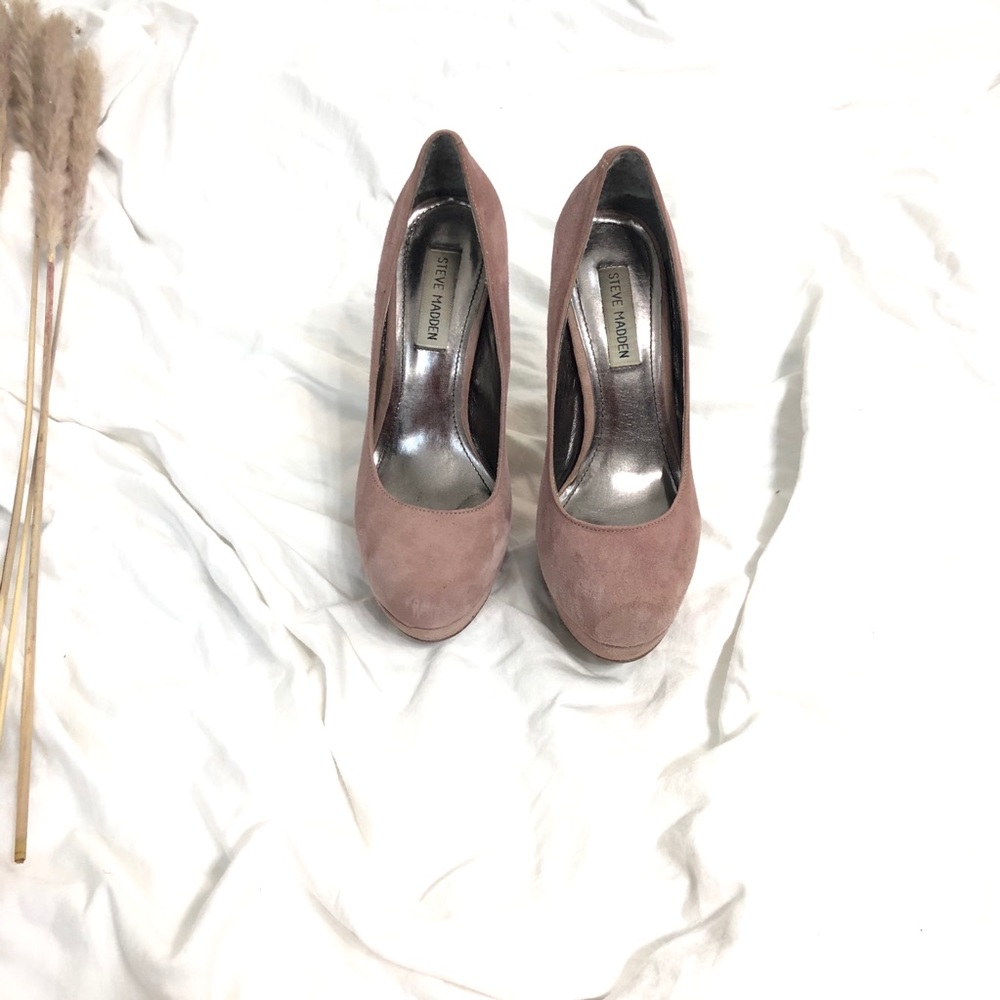 Blush suede heels